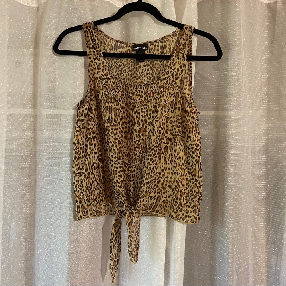 Cheetah Print Sheer Blouse
